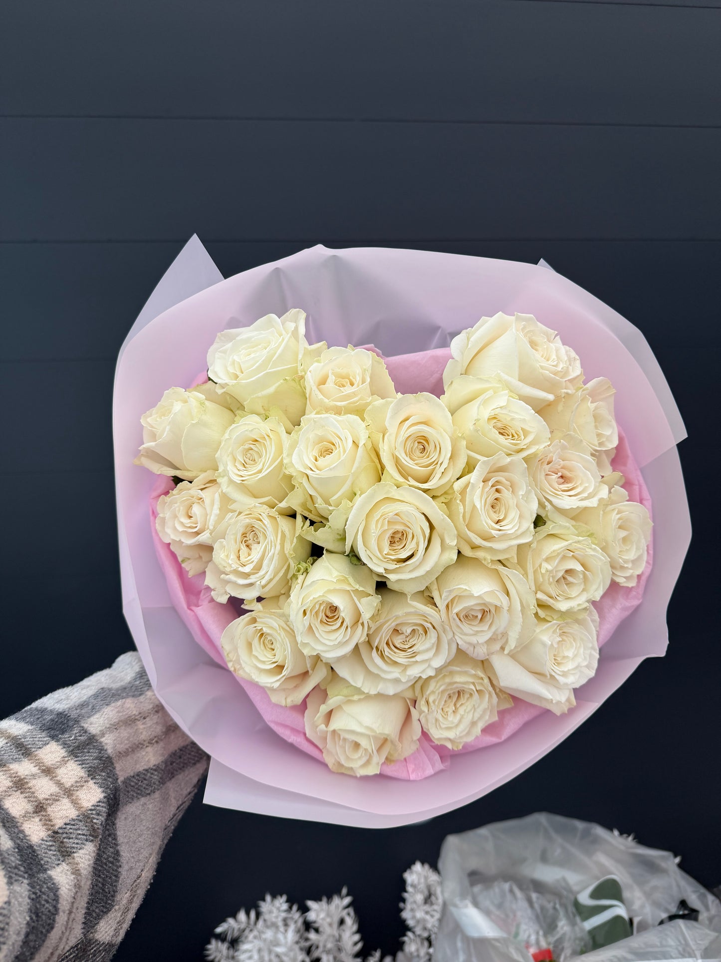 White heart bouquet