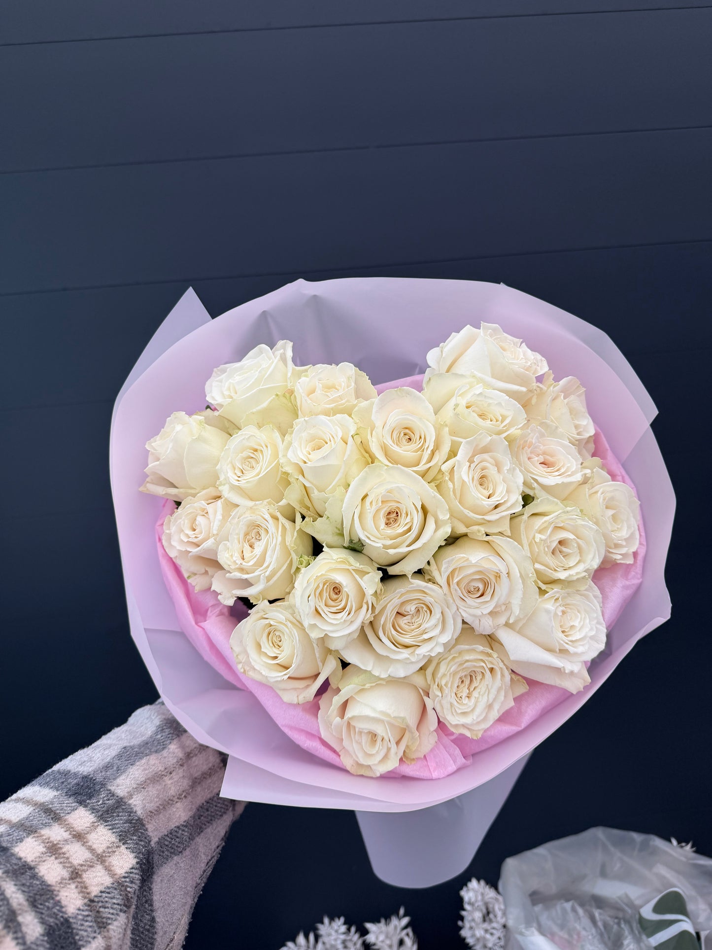 White heart bouquet